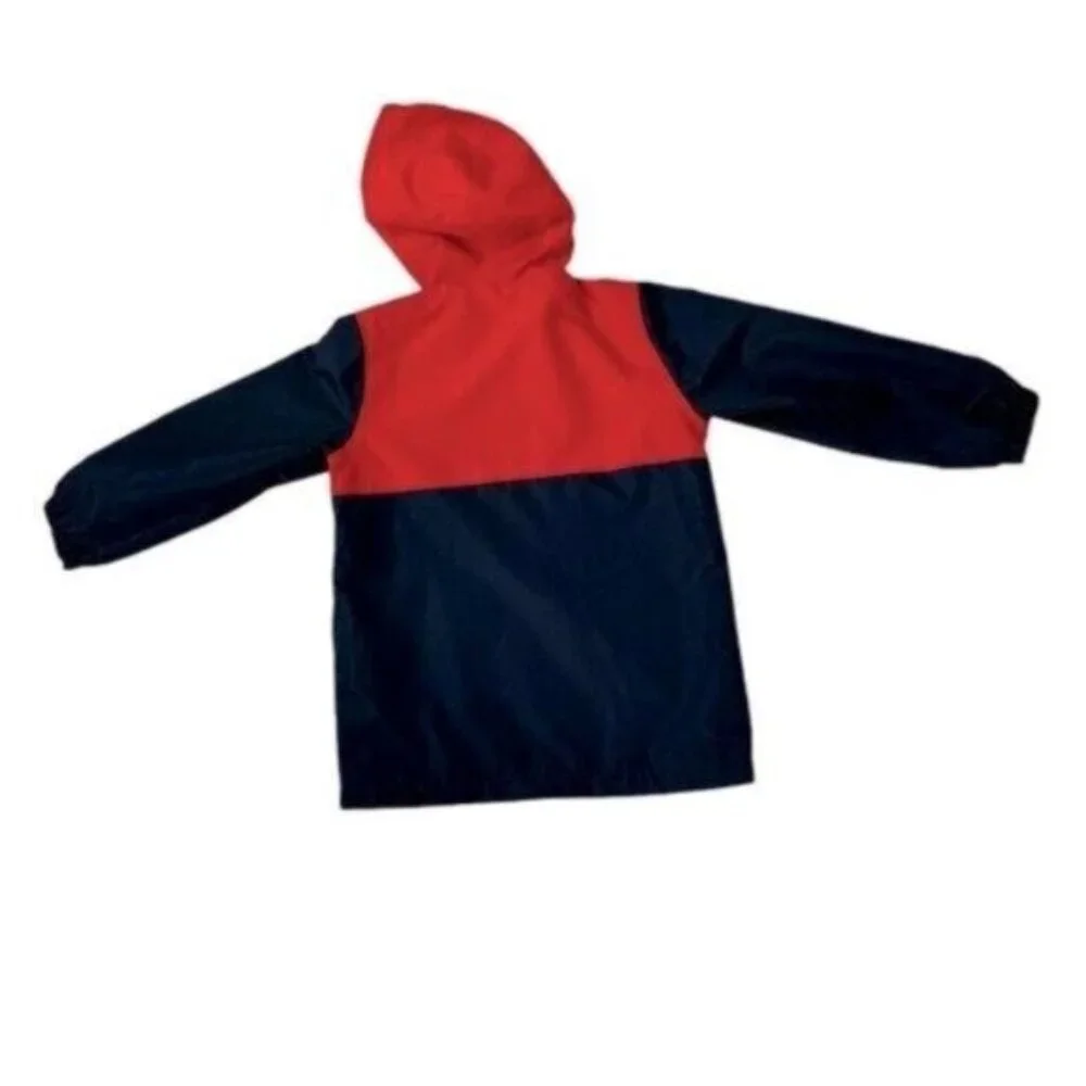 Old Navy Toddler Boys Red & Navy 3/4 Zip Up Hooded Windbreaker 5T